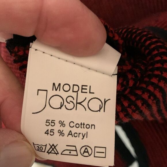 Jaskar Art To Wear Unique Red Black Cotton Blend Asymmetrical Tunic Top Size M - Picture 10 of 15